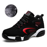 Winter Running Shoes for Men Women Keep Warm Cotton-padded Sneakers Outdoor Male Walking Sports Shoes MartLion Plush Black Red 36
