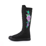Embroidered Dance Side Zipper Super High Collar Canvas Women's Boots Shoes for Sneakers MartLion black purple 34 