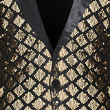 Men's Luxurious Sequin Plaid Suit Jacket Gold Silver Singer Host Stage Party Loose Dress Coats blazers MartLion   