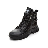 Autumn Early Winter Shoes Genuine Leather Boots for Women Thick Sole Ladies Mart Lion Black 35 