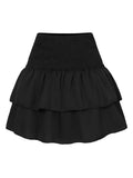 Women Summer Print Pleated Skirt School Uniform Anti Glare JK Skir MartLion black M 