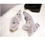 Women Rabbit Fur Snow Boots Autumn Winter Ladies Metal Pointed Toe Shoes Plush  Ankle Med Heels MartLion   