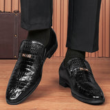 Pointed Toe Dress Shoes For Men's Luxury Crocodile Formal Footwear Loafers Slip On Wedding Zapatos Hombre Mart Lion   