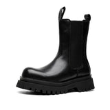 Designer Smoke Boots for Men's High Top English Style Platform Shoes Casual Soft Leather Black Ankle Hombre MartLion Black 44 