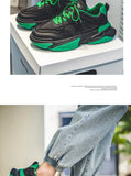 Autumn Winter Black Green Sneakers Men's Breathable Leather Casual Lace-up Platform Hip-hop MartLion   