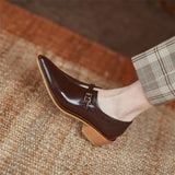 Spring Women Shoes Pumps Pointed Toe Chunky Heel All-match Casual Shoes Retro Med Heel MartLion   