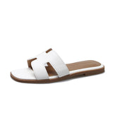 Sandals Women's High Heel Flats Square Heel Beach Slippers Elegant Summer Slippers MartLion 40 WHITE 