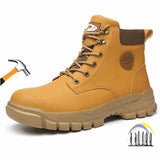 high top waterproof work shoes with steel toe anti puncture yellow work shoes men's anti scalding work boots safety woman MartLion   