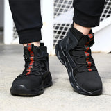 high top safety shoes men's safety ankle boots anti slip anti puncture work sneakers with steel toe cap MartLion   
