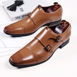 Elegant Brogue Shoes Men's Lace Up Point Toe Oxfords Formal Style Leather Wedding Party Social Office Mart Lion   