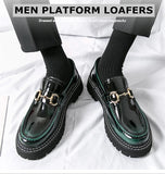 Men's Penny Shoes Spring Patent Leather Lazy Student Platform Slip-On Height Increasing Loafers MartLion   