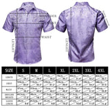 Luxury Summer Shirts Men's Short Sleeve Cool Silk Satin Orange Leaves Slim Fit Tops Casual Breathable Barry Wang MartLion   