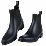 Crestar Women Chelsea Rain Boots Basic Shiny Ankle Waterproof Shoes with Elastic Band Non-slip MartLion Matte Black1 36-foot 22cm 