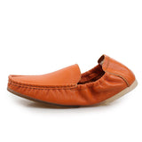 Genuine Leather Men's Casual Shoes Spring Summer Breathable Comfort Slip on Driving Loafers Egg Roll Moccasins Mart Lion Orange 38 