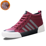 Green High-Top Canvas Shoes Men's Winter Sneakers Warm Fur Shoes Lace-up Casual Sneaker Man MartLion Wine Red-23927 44 CHINA