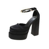 Women Sandals Summer Platform High Heel Platform Black Red Party Wedding Shoes Zapatos De Mujer PU Mart Lion Black 35 