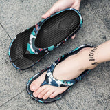 Breathable Men's Slippers Non Slip Beach Flip Flops Lightweight Outdoor Flat Leisure Shoes Soft Slides Adult Sneakers Footwear Mart Lion 1-Black 6.5 