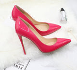 Pointed Shallow Mouth Patent Leather Stiletto Heels Women's Single Shoes MartLion   