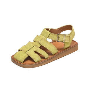 Genuine Leather Summer Retro Hollow-out Breathable Sandals Casual Women Flats Shoes MartLion   