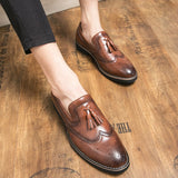 Brogue Dress Shoes Men's Formal Soft Split Leather Slip On Loafers Flat Work Footwear Mart Lion   