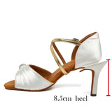 Woman Shoes For Dancing Latin Girls Ballroom Ladies Modern Tango Jazz Practice Salsa Sandals White MartLion White2 8.5CM 34 (22cm) CHINA