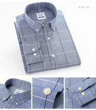  Men's Casual Long Sleeve Woven Button Down Shirt Single Patch Pocket Standard-fit Plaid Striped Cotton Oxford Shirts MartLion - Mart Lion