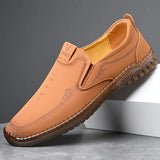 Spring Autumn Men's Shoes Soft Leather and Soles Flat with Line Casual Designer Middle-aged Old Dad Loafers MartLion 1 44 