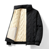 Autumn Winter Jacket Men's Lambswool Warm Thicken Waterproof Jogging Casual Coat Loose Grey Parke MartLion black L (40-50KG) 