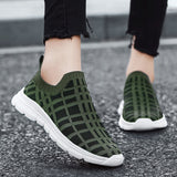 Men's Women Vulcanized Shoes Slip on Flats Breathable Mesh Walking Outdoor Sport Running Sneakers Female Mart Lion   