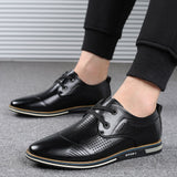 Men's Casual Leather Shoes Lace-up Hollow Breathable Driving Flats Outdoor Sports Mart Lion   