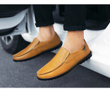  Genuine Leather Men's Handmade Casual Luxury Brand Loafers Breathable Slip on Black Driving Shoes Mart Lion - Mart Lion