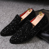 Black Spikes Men's Loafers Luxury Shoes Denim And Metal Sequins Casual MartLion black 38 