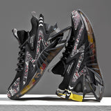 High-top Men's Blade Running Shoes Breathable Sock Sneakers Graffiti Jogging Antiskid Damping Sport Zapatillas Mart Lion 9976black 7 