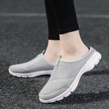 Summer men's Baotou mesh shoes breathable half drag no heel lazy slippers MartLion light gray fema 35 
