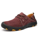 Men Sneakers Leather Casual Men Shoes Outdoor Wear-Resistant Leather Walking Work Shoes MartLion wine red 13 