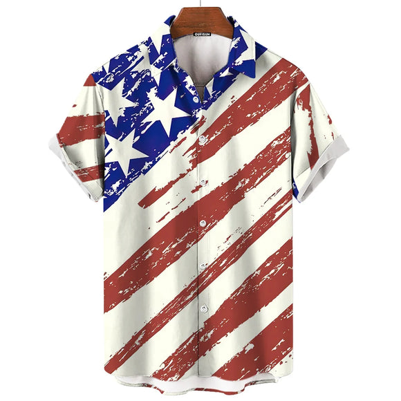 American Shirt Independence Day Printed Short Sleeved T-Shirt Summer Casual Shirts MartLion E01-HY31393 3XL 