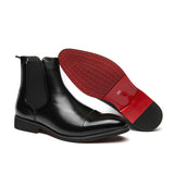 Chelsea Boots Men's Red Sole Pu Ankle Round Toe Slip-On Shoes MartLion   