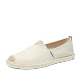 Spring Stripe Canvas Men's Shoes Soft Men's Casual Flat Breathable Loafers Vulcanized MartLion 2905 beige 9 