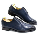 Genuine Leather Men's Formal Shoes Handmade Classic Whole Cut Oxfords Lace-up Plain Toe Wedding Dress MartLion   