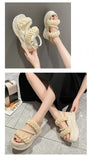 High Heel Women Sandals Summer Casual Pearls Roman Shoes Designer Platform Female Mart Lion   