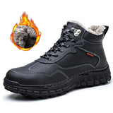 Genuine Leather Men's Safety Shoes Anti Smashing Anti Piercing Waterproof Security Work Boots Steel Toe Indestructible MartLion Blackfur 39 
