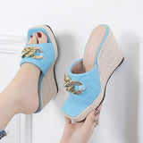 Peep toe Sandals Women Summer Shoes Platform Elegant Wedge Heel 10cm Yellow Black Pink MartLion   