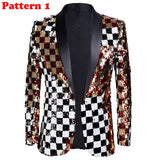 Stylish Vertical Striped Sequin Blazer Jacket Men's Shawl Lapel One Button Glitter Blazers Wedding Party Dinner Homme MartLion Pattern 1 US XS 