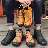 Men's Ankle boots Genuine Leather Outdoor Shoes Low-Top Combat Safety Rubber Sole Mart Lion   