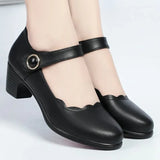 Women Casual Black Patent Leather Buckle Strap High Shoes Lady Summer Red Heel Pumps MartLion