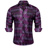 Luxury Men's Long Sleeve Shirts Red Green Blue Paisley Wedding Prom Party Casual Social Shirts Blouse Slim Fit Men's Clothing MartLion   