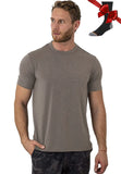 100% Merino Wool T Shirt Men's Base Layer Merino T shirt 180G Everyday Undershirt Wicking Breathable Anti-Odor + Hiking Socks MartLion Brown USA Size XXL 