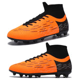 Soccer Shoes Men's For Training Elastic Spikes Cleats Non Slip Wear Resistant Lightweight Ankle Protect Football MartLion   