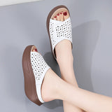 Summer Women Chunky Sandals Ladies Hollow Slippers Casual Sandals Slip On Lady Slides Platform Wedge Heel Slippers Zapatos Mujer MartLion   