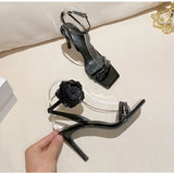 Ins style Plastic Flowers Women Sandals Concise High heels Gladiator Summer Ladies Party Prom Shoes MartLion   